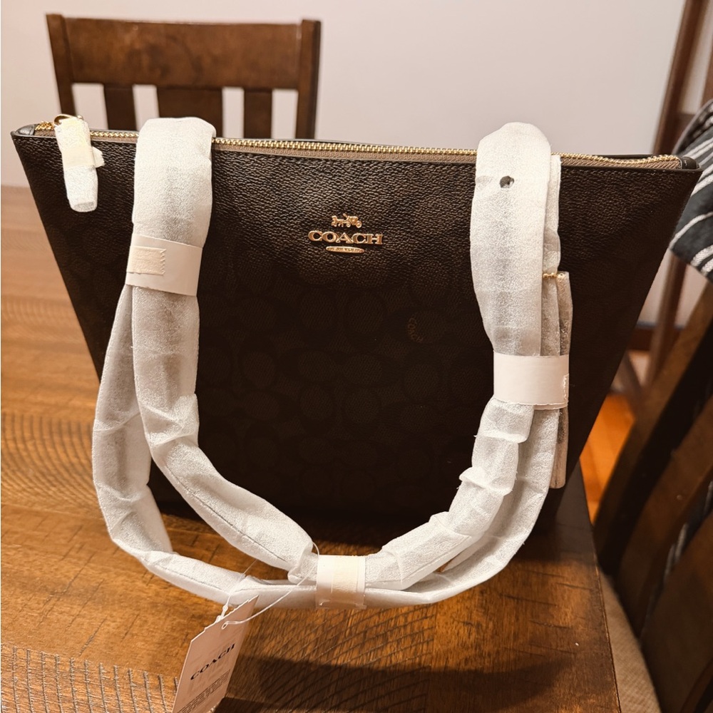 Coach Dark Brown Signature Tote